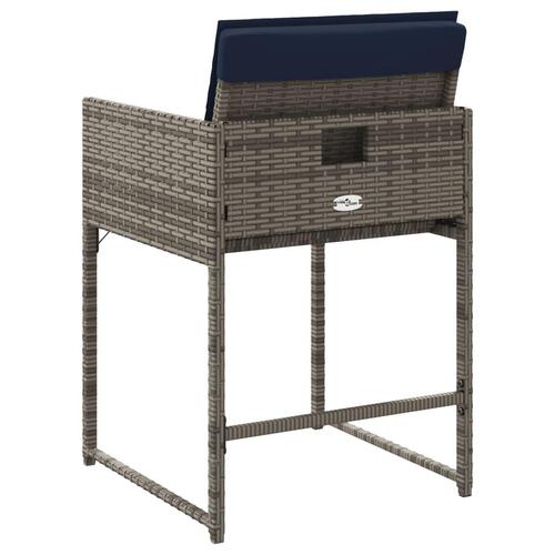 Havestole med hynder 4 stk. polyrattan grå