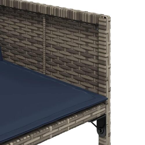 Havestole med hynder 4 stk. polyrattan grå