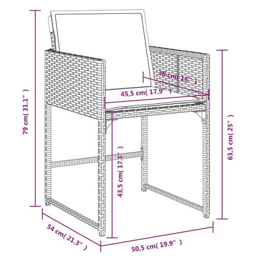 Havestole med hynder 4 stk. polyrattan grå