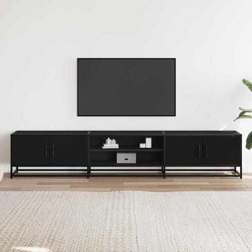 Tv-bord 210x35x41 cm konstrueret træ sort