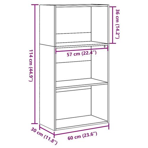 Bogreol 60x30x114 cm konstrueret træ røget egetræsfarve