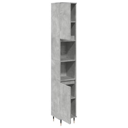 Badeværelsesskab 30x30x190 cm konstrueret træ betongrå