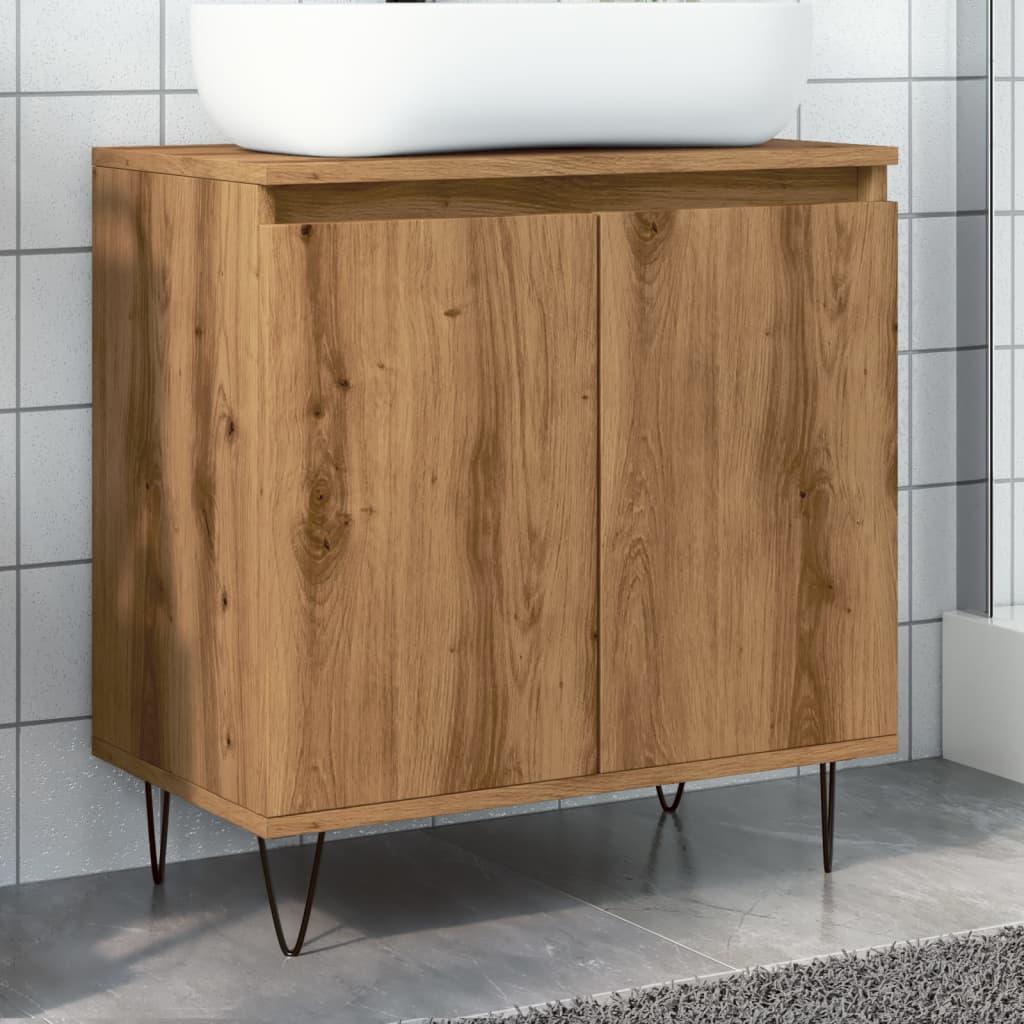 Badeværelsesskab 58x33x60 cm konstrueret træ kunsteg