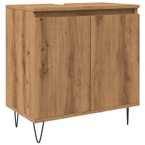 Badeværelsesskab 58x33x60 cm konstrueret træ kunsteg