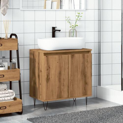 Badeværelsesskab 58x33x60 cm konstrueret træ kunsteg