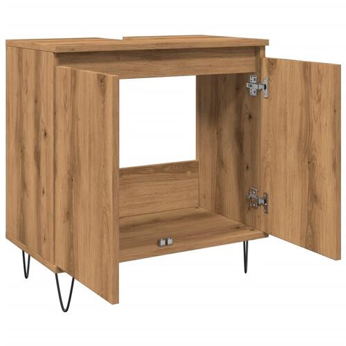 Badeværelsesskab 58x33x60 cm konstrueret træ kunsteg