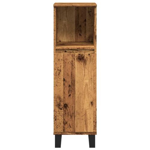 Badeværelsesskab 30x30x100 cm konstrueret træ gammelt trælook