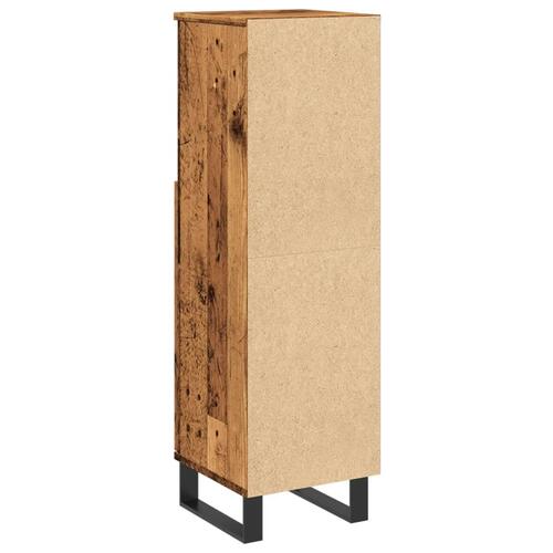 Badeværelsesskab 30x30x100 cm konstrueret træ gammelt trælook