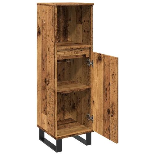 Badeværelsesskab 30x30x100 cm konstrueret træ gammelt trælook
