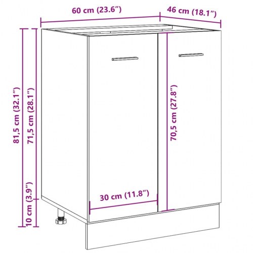 Underskab “Lyon” i håndlavet eg 60×46×81,5 cm - konstrueret træ