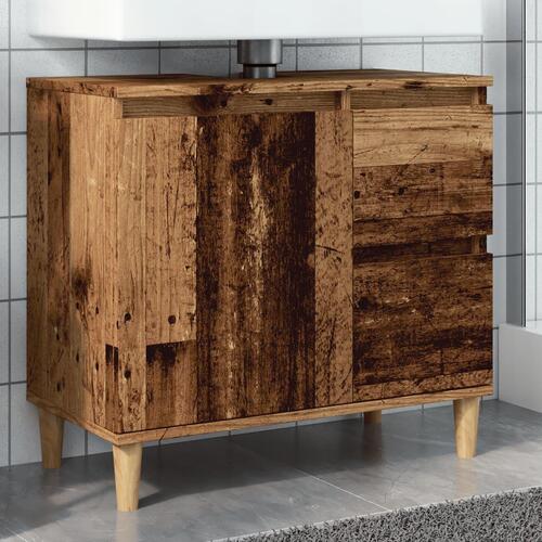 Underskab til vask 65x33x60 cm konstrueret træ gammelt trælook