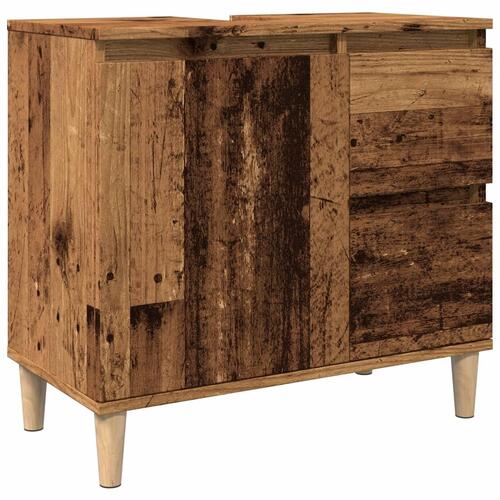 Underskab til vask 65x33x60 cm konstrueret træ gammelt trælook