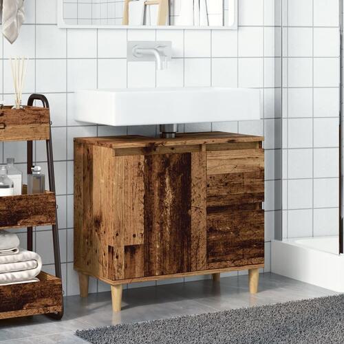 Underskab til vask 65x33x60 cm konstrueret træ gammelt trælook
