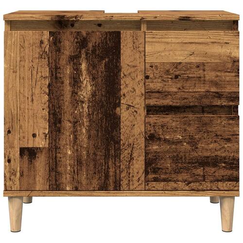 Underskab til vask 65x33x60 cm konstrueret træ gammelt trælook