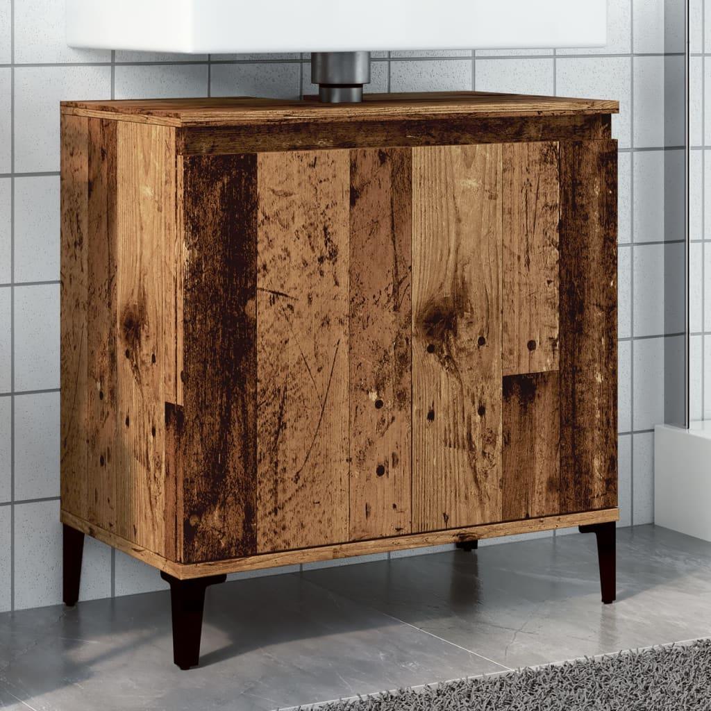 Underskab til håndvask 58x33x60 cm konstrueret træ antikt træ