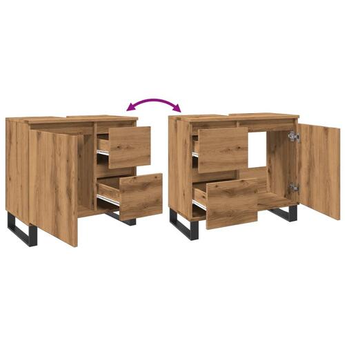 Underskab til badeværelse 65x33x60 cm konstrueret træ kunsteg