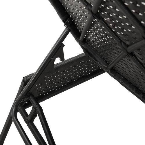 Liggestole 2 stk. med bord polyrattan sort