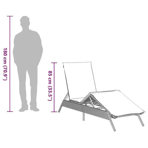 Liggestole 2 stk. med bord polyrattan sort