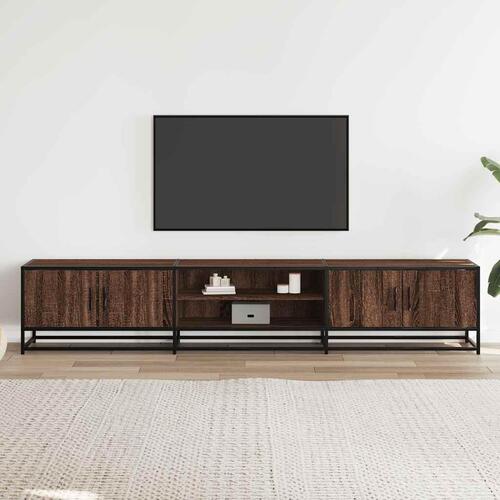 Tv-bord 210x35x41 cm konstrueret træ brun egetræsfarve