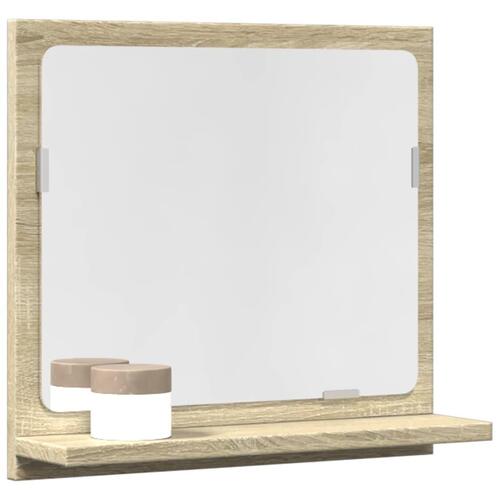 Badeværelsesskab m. spejl 40x11x37 cm konstrueret træ sonoma-eg