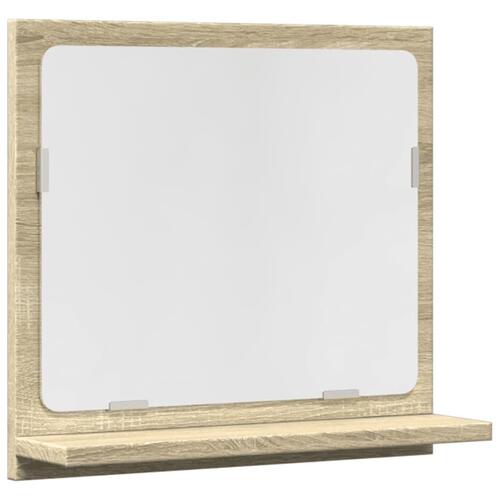 Badeværelsesskab m. spejl 40x11x37 cm konstrueret træ sonoma-eg