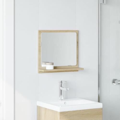 Badeværelsesskab m. spejl 40x11x37 cm konstrueret træ sonoma-eg