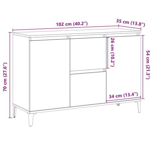 Skænk 102x35x70 cm konstrueret træ antikt træ