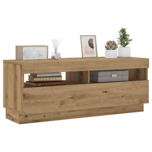 Tv-bord med LED-lys 100x35x40 cm i konstrueret træ - kunsteg