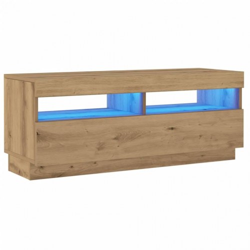 Tv-bord med LED-lys 100x35x40 cm i konstrueret træ - kunsteg