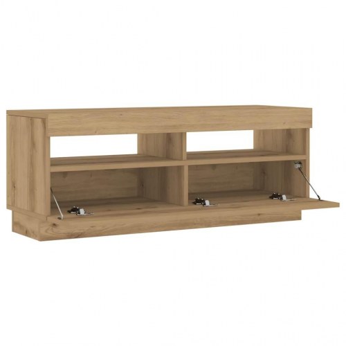 Tv-bord med LED-lys 100x35x40 cm i konstrueret træ - kunsteg