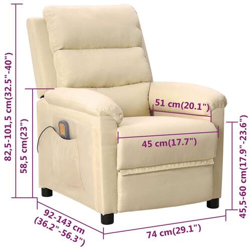 Massagestol stof cremefarvet