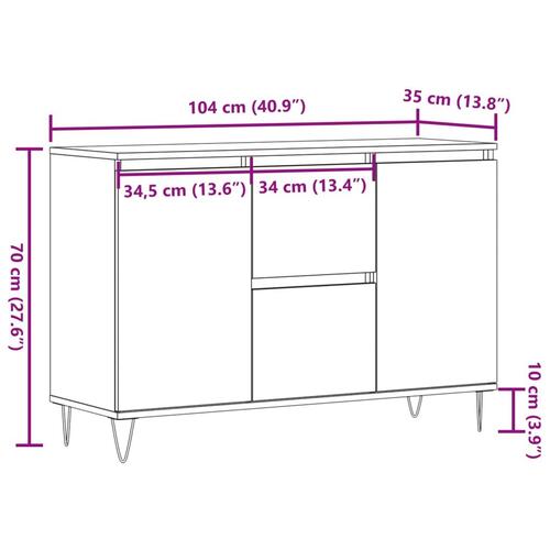 Skænk 104x35x70 cm konstrueret træ gammelt trælook
