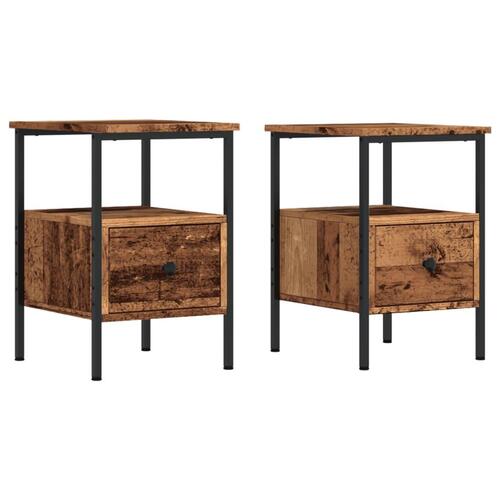 Sengeborde 2 stk. 34x36x50 cm konstrueret træ gammelt trælook