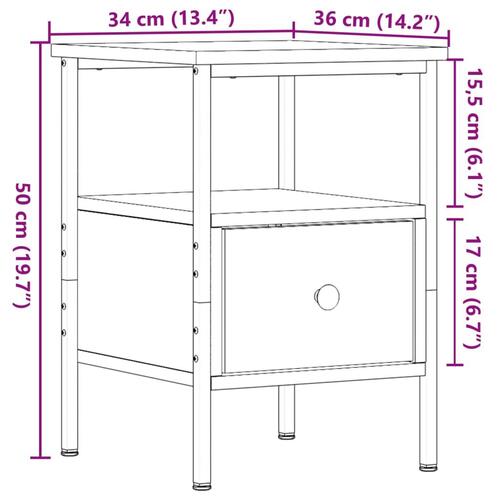 Sengeborde 2 stk. 34x36x50 cm konstrueret træ gammelt trælook