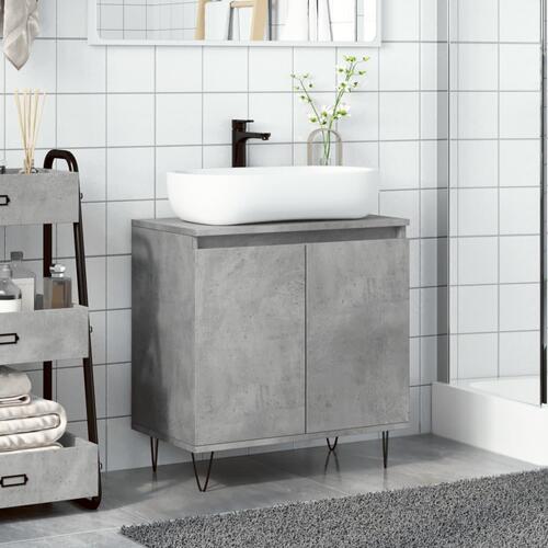 Badeværelsesskab 58x33x60 cm konstrueret træ betongrå