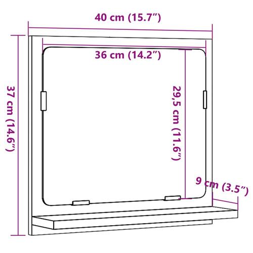 Badeværelsesskab med spejl 40x11x37 cm konstrueret træ betongrå