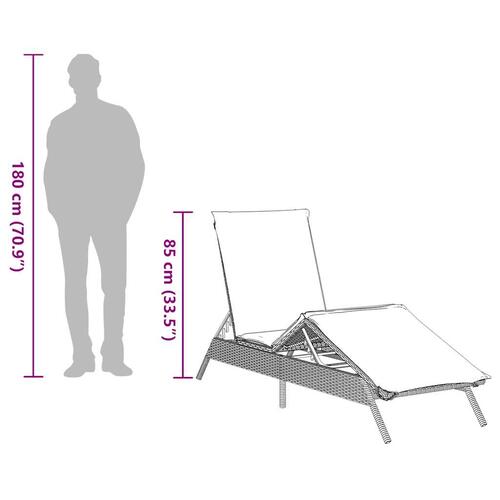 Liggestole 2 stk. med bord polyrattan grå