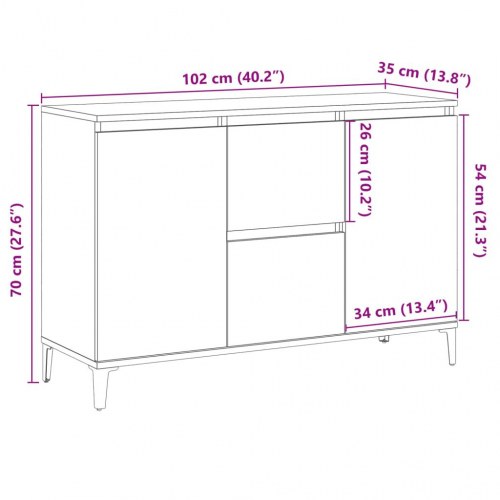 Skænk 102×35×70 cm i konstrueret træ - kunsteg