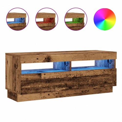 Tv-bord med LED-lys 100 × 35 × 40 cm - konstrueret træ, antikt træ