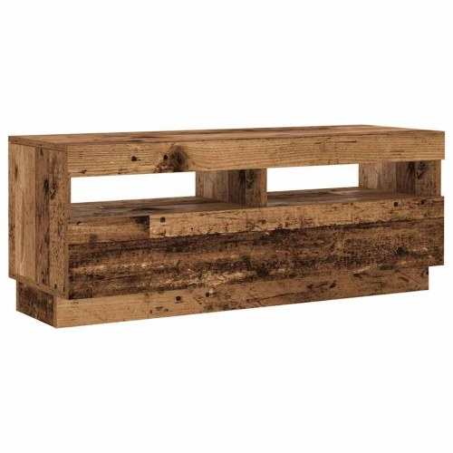 Tv-bord med LED-lys 100 × 35 × 40 cm - konstrueret træ, antikt træ