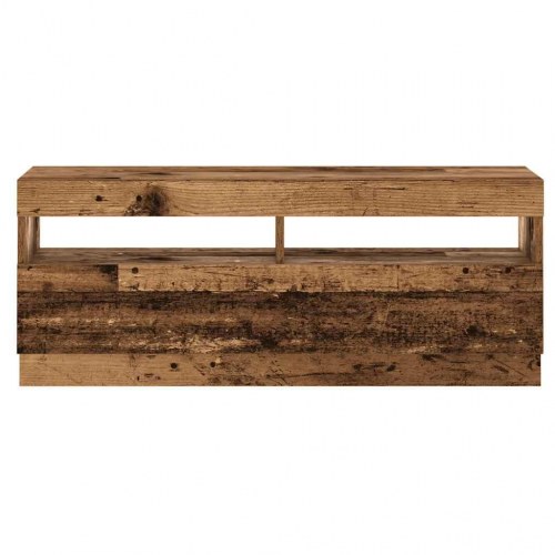 Tv-bord med LED-lys 100 × 35 × 40 cm - konstrueret træ, antikt træ