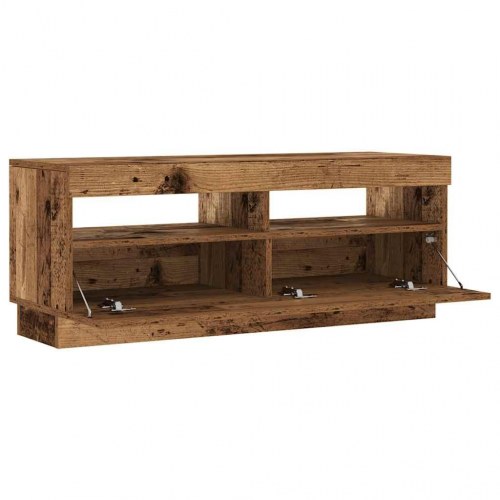 Tv-bord med LED-lys 100 × 35 × 40 cm - konstrueret træ, antikt træ