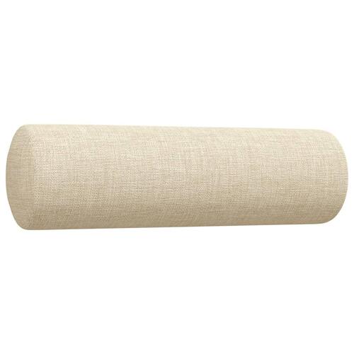 Sofasæt 4 dele med fodskammel og pyntepuder stof cremefarvet