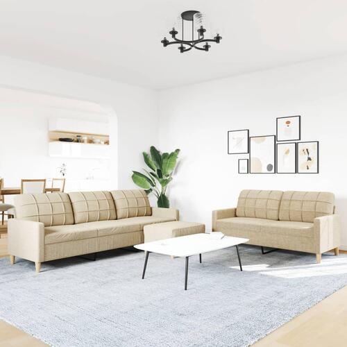3 personers sofa med fodskammel stof cremefarvet