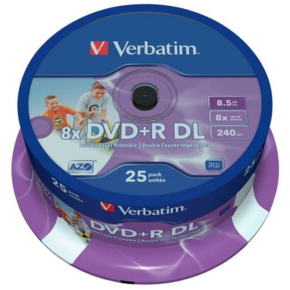 Verbatim DVD+R DL 8,5 GB 8x - 25-pak, blå