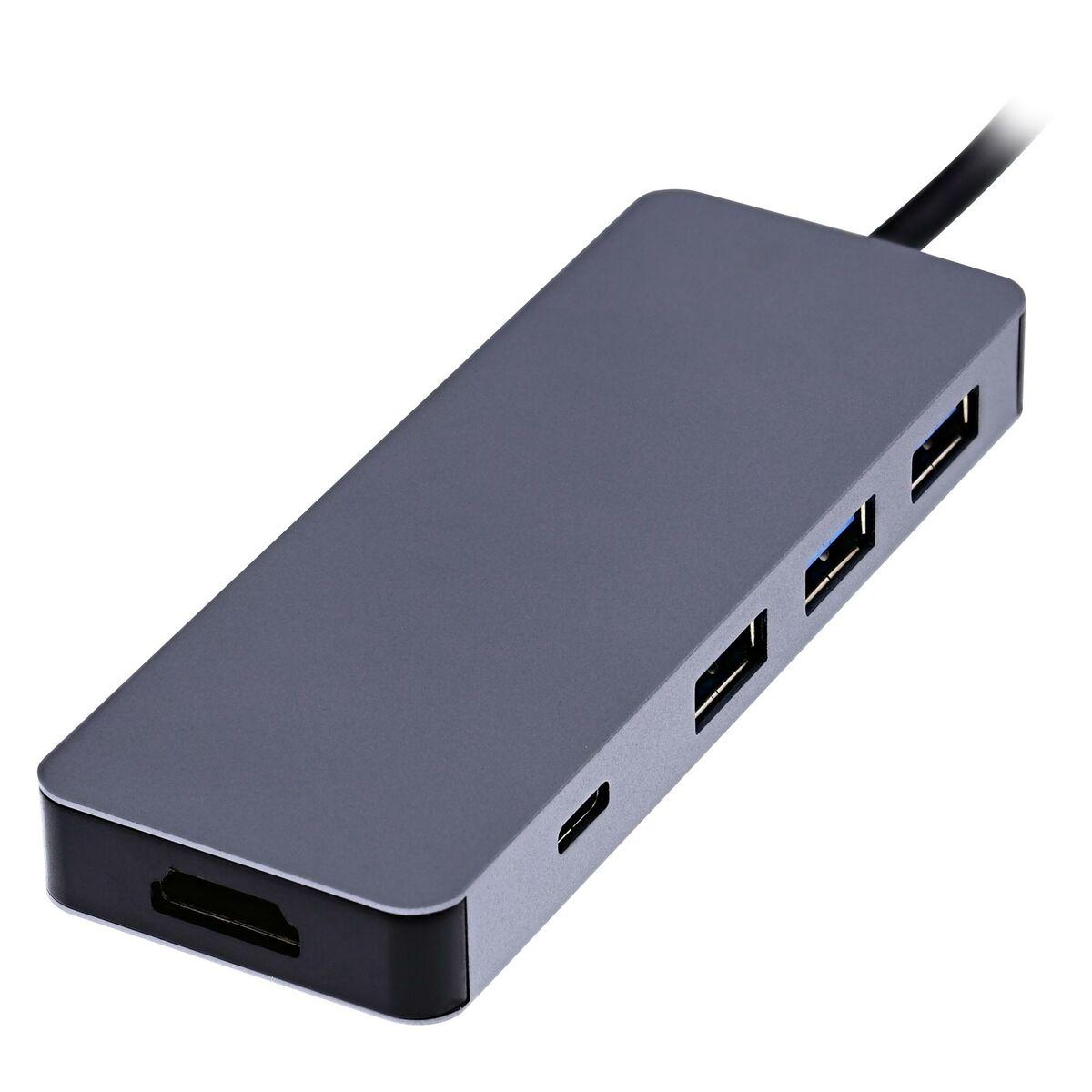 USB hub T’NB iClick - grå aluminiums hub med HDMI, USB-A og USB-C
