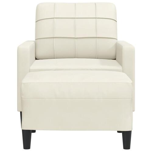 Sofastol med fodskammel 60 cm velour cremefarvet