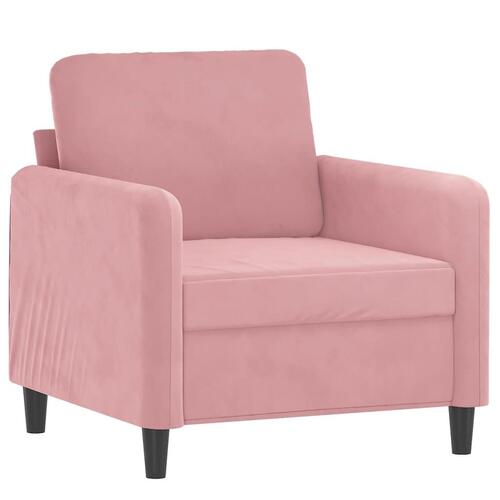 Lænestol med fodskammel 60 cm velour lyserød
