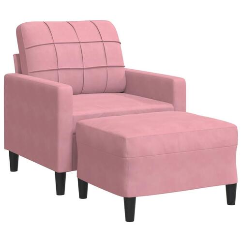 Lænestol med fodskammel 60 cm velour lyserød