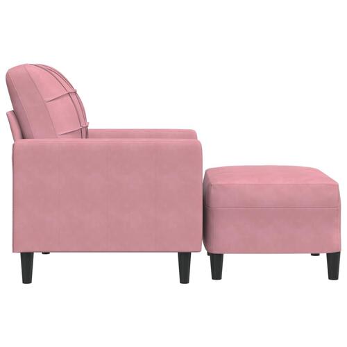 Lænestol med fodskammel 60 cm velour lyserød